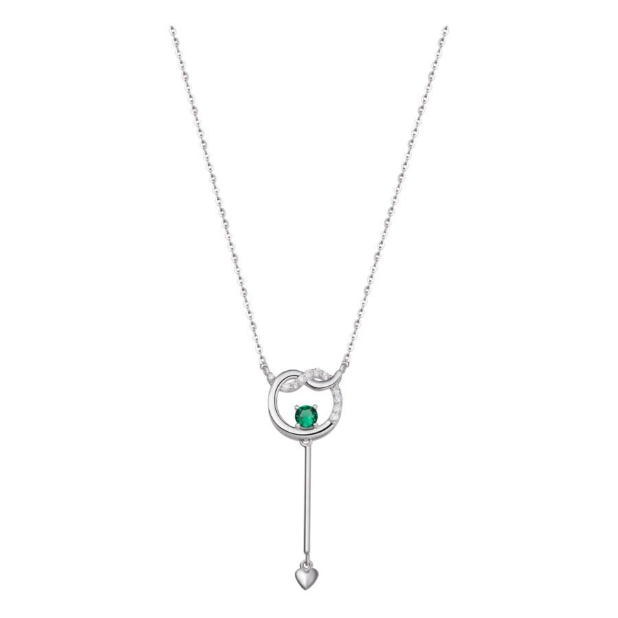 Silver necklace with green stones