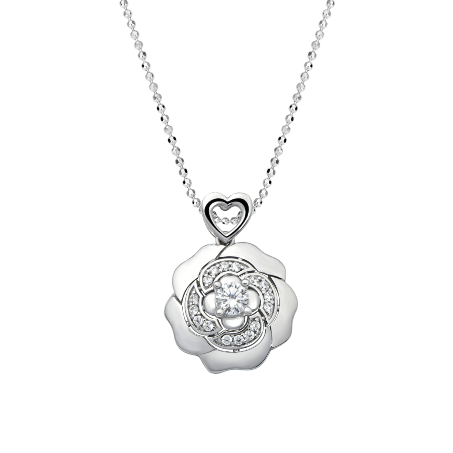 Silver pendant with CZ white stone